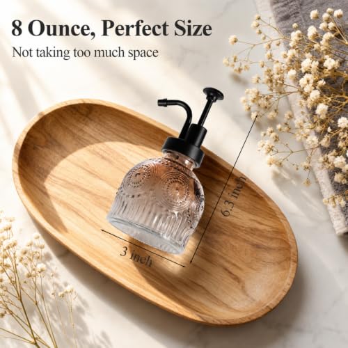 SheeChung 8 Oz Vintage Glass Soap Dispenser Bathroom, Kitchen Dish Soap Dispenser with Pump, Refillable Hand Soap Dispenser, Antique Liquid Lotion Bottle, Farmhouse Decor (Brown-Black Pump, 1 Pack) - color: Brown Gradient-black Pump-1 Pack