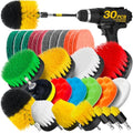 Holikme 30Pack Drill Brush Attachments Set,Scrub Pads & Sponge, Power Scrubber Brush with Extend Long Attachment All Purpose Clean for Grout, Tiles, Sinks, Car Polishing Pads,Bristle Discs - color: Yellow
