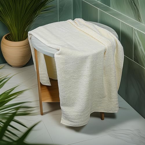 Tens Towels Pack of 4 Extra Large Bath Towels 30 x 60 Inches, 100% Cotton, Larger & Lighter Weight, Quicker to Dry, Super Soft and Absorbent, Perfect for Bathroom, Cream - color: Cream