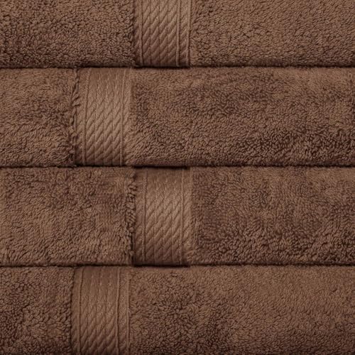 SUPERIOR Egyptian Cotton Plush & Absorbent, Hand Towel Set of 4, Chocolate | Quick Dry, Soft Luxury Towel Set, Bath Essentials for Bathroom, Guest Bath, Spa, 4 Piece Set, Madeline Towels - color: Chocolate, size: Hand Towel 4-Pack