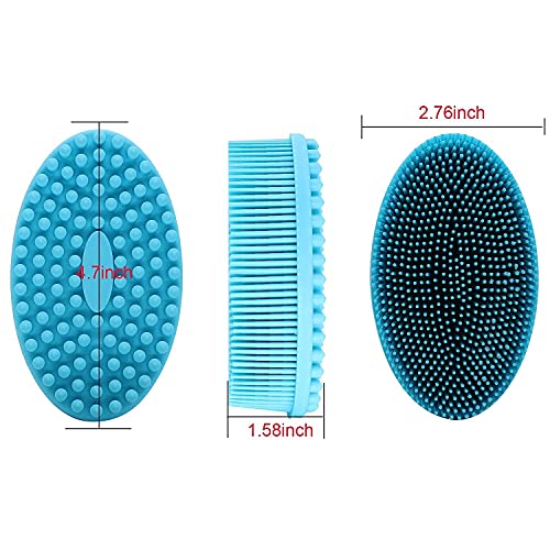 DNC Exfoliating Silicone Body Scrubber Shower Bath Body Brush loofah Easy to Clean, Lathers Well, Eco Friendly, Long Lasting (Blue - color: Blue