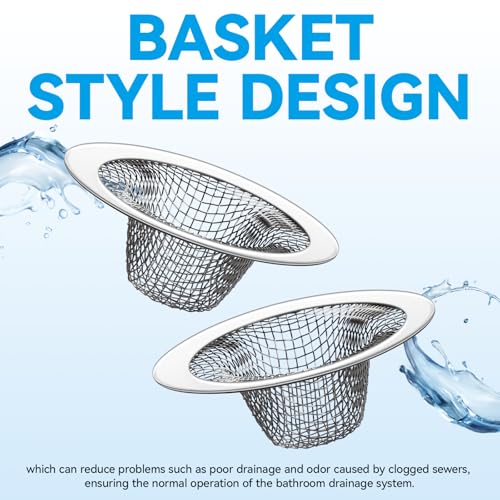 2.125" Top / 1" Basket Small Drain Strainer | 2Pcs Sink Bathroom Drain Hair Catcher,RV Sink, Stainless Steel Drain Filter - size: 2pcs small