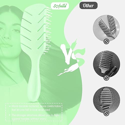 Hair Brush for Women Paddle Detangling Brush, Green | For Curly Thick Wet Dry Hair, No Pulling, Easily Detangles, Faster Blow Drying & Styling - color: Large-Green