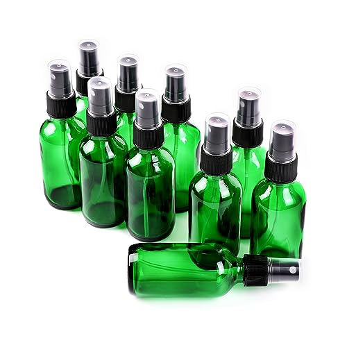 NOOEEISS Green Glass Small Spray Bottle 2 oz 24 Packs,Fine Mist Sprayer Small Clear Bottles,Refillable Containers mini spray bottles for Cleaning Solutions and Skin Care (Green 24pcs) - color: Green, size: 24Pack