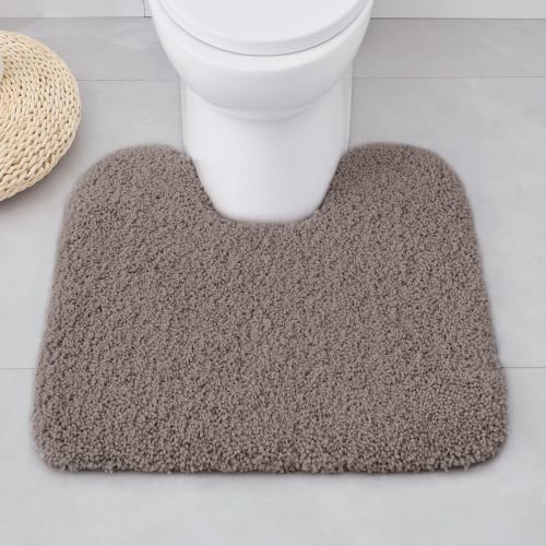 ILANGO Camel Toilet Rugs U Shaped 22" × 24" Non Slip & Super Absorbent Extra Thick Soft, Washable Bath Mats for Bathroom Floor, Microfiber Plush Shaggy Contour Bath Rugs for Toilet,Dry Quick - color: Camel, size: 1'10" x 2' (22''x24'' Toilet Rug)