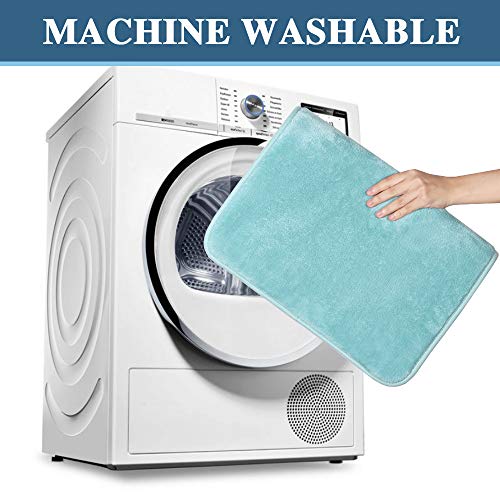 H.VERSAILTEX Bath Mat Set Flannel Velvety Luxury Extra Soft Absorbent Non Slip Bathroom/Bedroom Rugs (Curved Set 20"x 32" Plus 20"x 20"U, Eggshell Blue) - color: Eggshell Blue, size: 20" x 32" Plus 20" x 20" U