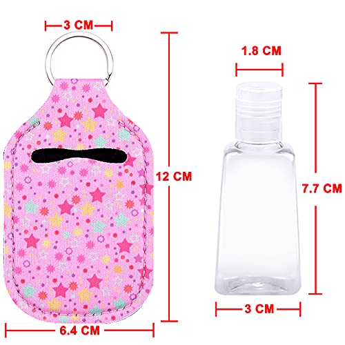 Duufin 60 Pcs Hand Sanitizer Holder Keychain Empty Travel Bottle Set | Including 30 Pcs Vibrant Hand Sanitizer Keychain Holder and 30 Pcs Reusable Flip Cap Empty Travel Bottles for Backpack Purse - color: Assorted Patterns