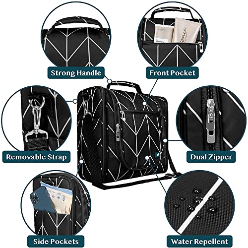 PAVILIA Extra Large Toiletry Bag Travel Bag for Women Men, Hanging Cosmetic Organizer, Water Resistant Makeup Bag for Accessories Toiletries, Travel Essentials Kit (Black Chevron) - color: Black Chevron, size: Extra Large (12x6x12.5)