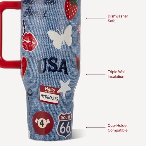 HydroJug Traveler 40oz, Insulated Tumbler with Handle & Straw, American Honey - color: American Honey, size: 40 Ounces