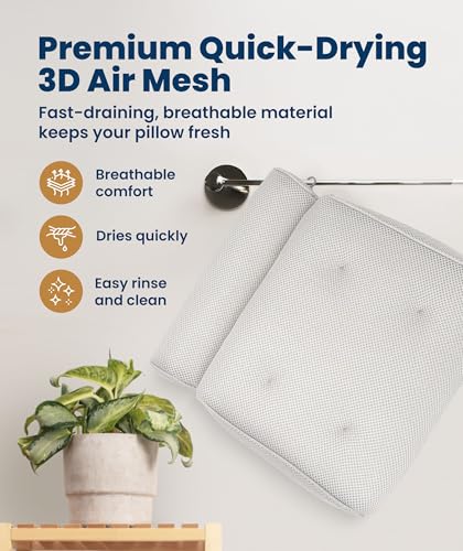 Everlasting Comfort Luxury Bath Pillows for Tub with Head and Neck Support - Non-Slip Bathtub Pillow with Suction Cups, Quick-Drying Mesh & Drying Hook - Jacuzzi & Spa Accessories for Women - White - color: White, size: Standard