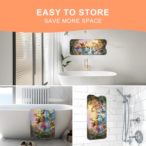 XIYUNTE Upgrade Baby Bath Mat Non Slip - 40"x16" Extra Long Kids Bath Mat for Tub Non Slip Bathtub Mat Eco-Friendly Toddler Bath Mats with Suction Cups, Machine Washable and No Fading, Animal Dusk - color: Y-dusk