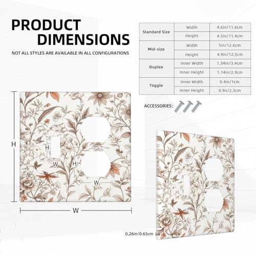 Light Switch Cover Plate Boho Floral Beige Flower And Leaf Botanical 2 Gang Decorative Switch Plates 1 Toggle Duplex Combo Outlet Covers GFCI Wall Plates for Bathroom Bedroom Decor - color: Boho Floral Beige Flower And Leaf Botanical, size: 1 Toggle 1 Dup