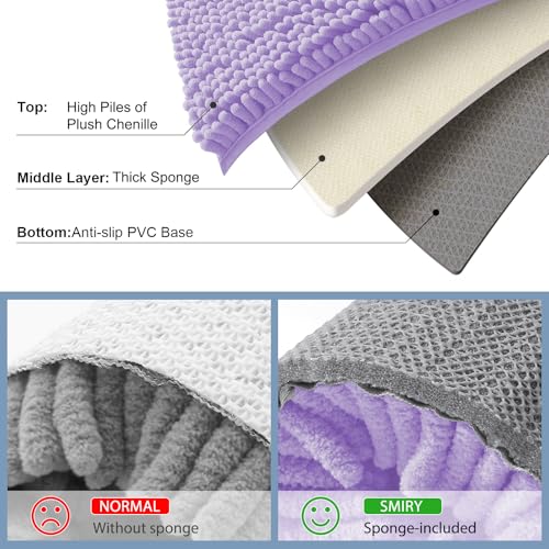 Smiry Luxury Chenille Toilet Rugs U-Shaped 20x20, Soft Absorbent Non-Slip Contour Bathroom Rugs for Toilet, Machine Washable Contoured Bath Mats, Purple - color: Purple, size: 20" X 20" Contour Rug
