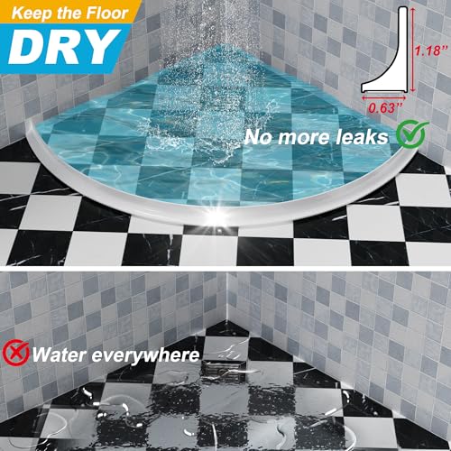 39" Shower Threshold Water Dam Silicone Shower Water Guard Collapsible Shower Door Bottom Seal Shower Splash Guard for Wet and Dry Separation - color: White, style: 39 inch
