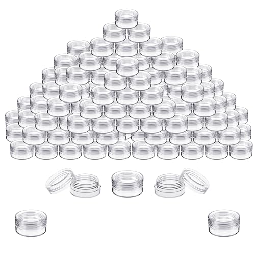Houseables Sample Containers, Sample Jars, Lip Balm Containers, Mini Jars with Lids, Small, Empty, Makeup, Powder, Gloss, Cosmetic, Tiny, Dab, Wax, Scrub, Little, Travel, Clear Plastic, 3 Gram, 200 PK - color: Clear, size: 200 Pack