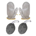 2PCS Dishwashing Gloves Silver and 2PCS Stainless Steel Melon Shape Steel Wire Ball(white/gray rope) - color: White