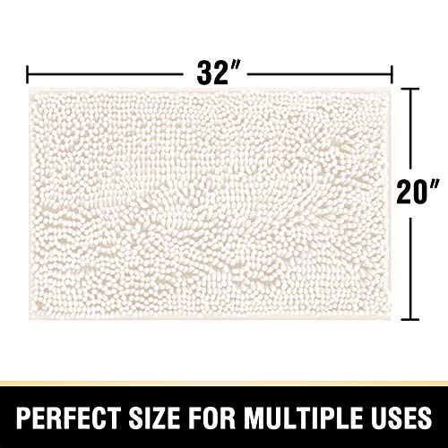 H.VERSAILTEX Bathroom Rugs Non Slip Luxury Chenille Bathroom Mat 20x32 Extra Soft and Absorbent Shaggy Rugs Washable Dry Fast Area Carpet Mats for Bath Room, Tub - Ivory - color: Ivory, size: 20" x 32"