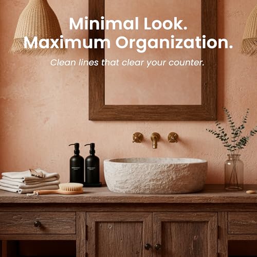 MaisoNovo Black Soap Dispenser Bathroom - Soap Dispenser Set with Black Soap Dispenser, Black Pumps & Ceramic Tray - color: Black Bottles/ Black Pumps/ Black Ceramic Tray