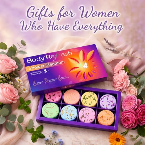 Shower Steamers Aromatherapy - 8 Pack Shower Bombs with Essential Oils, Gifts for Mom Wife, Birthday Gifts for Women Self Care Relaxation Home SPA Teacher Appreciation Gift - color: Purple