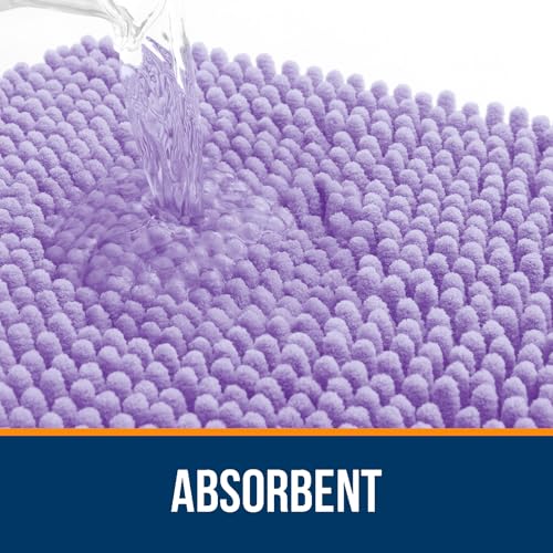OLANLY Toilet Rugs U-Shaped 20x20, Extra Soft Absorbent Chenille Contour Bathroom Rugs for Toilet, Dry Quickly, Machine Washable, Non-Slip Bath Mat, Lavender - color: Lavender, size: 20" X 20" Contour Rug