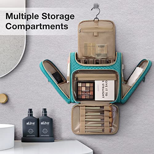 BAGSMART Toiletry Bag, Travel Toiletry Bag for Women, Water-resistant Cosmetic Makeup Bag, Large Capacity Door Room Essentials Travel Organizer for Full Sized Toiletries and Cosmetics, Blue - color: Lake Blue