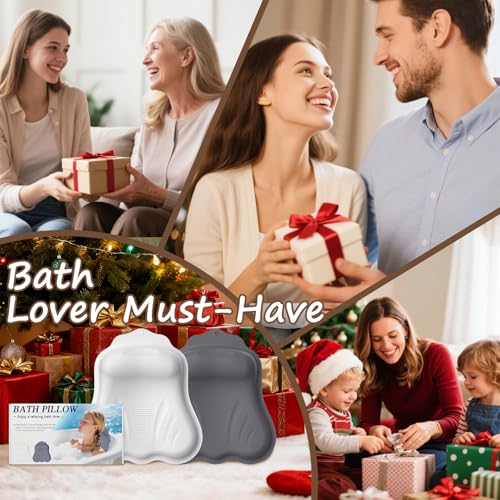 Bath Pillow for Tub, Adjustable Silicone Bathtub Pillows for Head and Neck, 0"–2.3" Neck Support, 34 Suction Cups, Easy to Clean, No Machine Wash Needed (White) - color: White