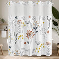 No Hook Shower Curtain with Snap in Fabric Liner Set, Waterproof & Washable, Farmhouse Cute Floral Shower Curtains for Bathroom, Spring Summer Botanical Plants Bathroom Curtain, House Gift, 71x74 inch - color: Hand-drawn Botanical