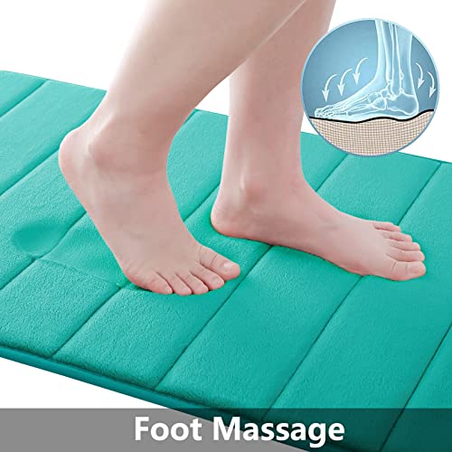 Buganda Memory Foam 3 Pieces Bathroom Rugs Set - Thick Soft Absorbent Bath Mats, Washable Small/Large/Contour Bath Rugs (24" x 16" + 30" x 20" + 24" x 20", Peacock Green) - color: Peacock Green, size: 24" X 16" + 30" X 20" + 24" X 20"