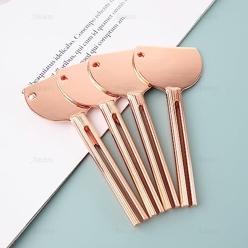 AUEAR, 4 Pack Rose Gold Stainless Steel Toothpaste Tube Squeezers Keys Roller Presser Wringer for Home Hair Dye - color: Rose Gold