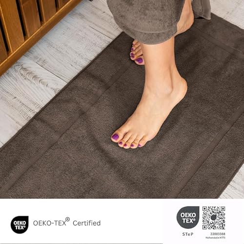 SALBAKOS 100% Turkish Cotton Bath Mat Set 2-Piece - 20x34 inch, Hotel & Spa Collection, Soft, Absorbent, Long Lasting, Durable Bathroom Rugs | Made in Turkey (Chocolate, 2 Bath Mats) - color: Chocolate, size: 2 Bath Mats