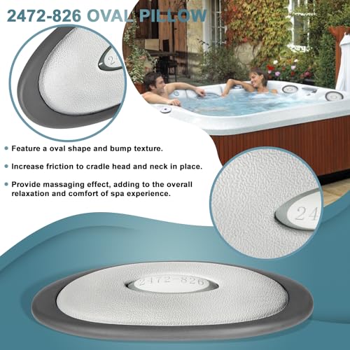 4-Pack 2472-826 Oval Pillow Insert + Back Mount for Jacuzzi J-300 Series Hot Tub(2007-2013), Hot Tub J300 Pillow