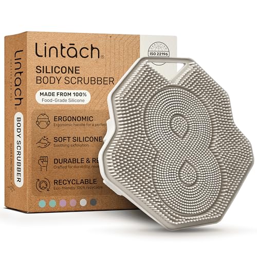 Silicone Shower Scrubber for Body – Exfoliating Loofah Alternative, Zinc & Silver-Infused, Hygienic & Gentle for Sensitive Skin, Durable & Long-Lasting Body Scrubber for Men - White Sand - color: A White Sand