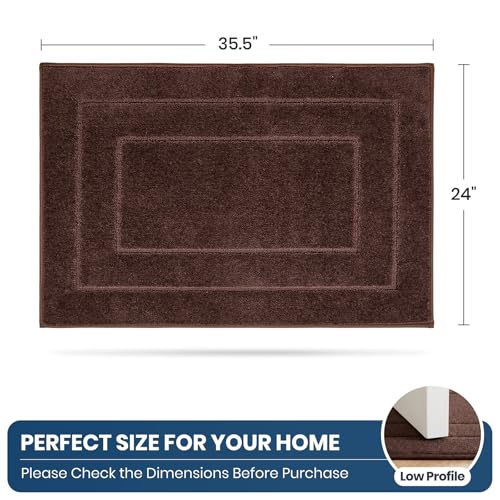 PURRUGS Machine Washable Kitchen Rug 24" x 35.5", Non-Slip/Skid Kitchen Runner Rugs & Floor Mats, Super Absorbent Soft Standing Mats for Kitchen, Sink & Laundry, Brown - color: Brown, size: 24" X 35.5"