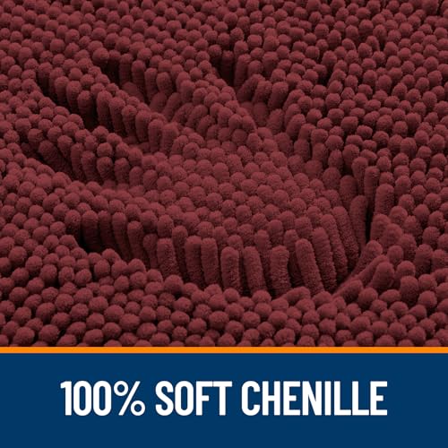 OLANLY Toilet Rugs U-Shaped 20x20, Extra Soft Absorbent Chenille Contour Bathroom Rugs for Toilet, Dry Quickly, Machine Washable, Non-Slip Bath Mat, Andorra Red-Brown - color: Andorra Red-brown, size: 20" X 20" Contour Rug