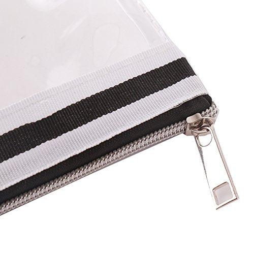 Multi-purpose Waterproof Clear Vinyl Zippered Toiletry Cosmetics Makeup Pouch With French Tape 4-pack - size: Medium