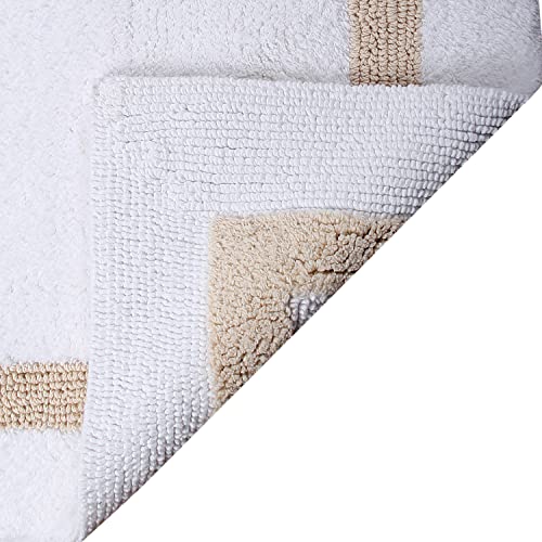 Better Trends 100% Cotton Hotel Collection Bath Mats Set, White & Sand Mats - Tufted, Reversible & Absorbent & Machine Washable 2 Piece Bathroom Rug Set, Shower & Sink Bath Rug - color: White & Sand, size: 2 Piece Set (17" x 24" | 24" x 40")