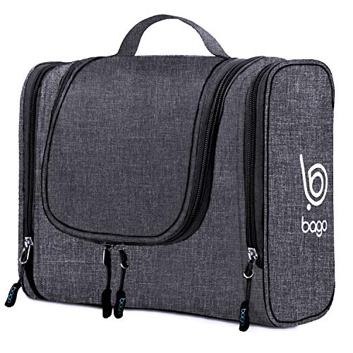 Bago Travel Toiletry Bag for Women and Men X-Large Waterproof Hanging Large Toiletry Bag for Bathroom and Travel Bag for Toiletries Organizer -Travel Makeup Bag (SnowBlack) - color: SnowBlack, size: X-Large