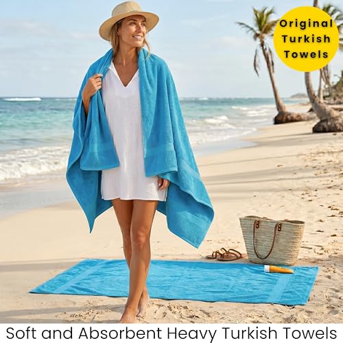 SALBAKOS 2-Piece 100% Turkish Cotton Extra Large Bath Towel 35x70 inch | Premium Hotel Quality Bath Sheet Towels | Thick, Soft, Absorbent, Oversized Bath & Beach Towels (Aqua, 2 Bath Sheets) - color: Aqua, size: 2 Bath Sheets