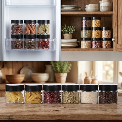 6 PCS Round Wide-mouth Makeup Sample Container, Leak-Proof Clear Cosmetic Jars, Plastic Container Jars with Lids, Refillable Travel Size Containers, Small Travel Containers for Creams, Lotion (12g)