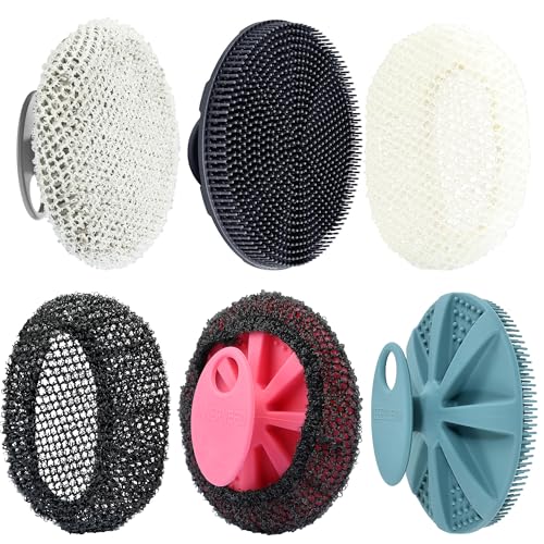 INNERNEED Food-Grade Soft Silicone Body Scrubber Shower Brush Handheld Cleansing Skin Brush, with Exfoliating Net Sponge Case (Pack of 4) - color: (Set5) 4mix
