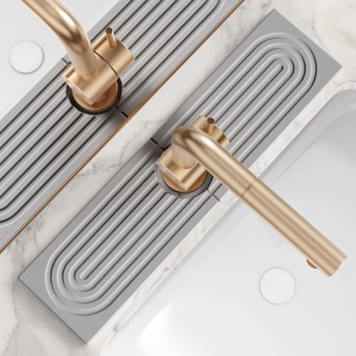 Eormoe Kitchen Sink Faucet Mat - 15.7in Diatomite Sink Protectors for Kitchen Sink, Stone Sink Splash Guard for Kitchen Counter Sink Accessories (Grey, 15.7'' x 3.9'') - color: Gray, size: 15.7" x 3.9"