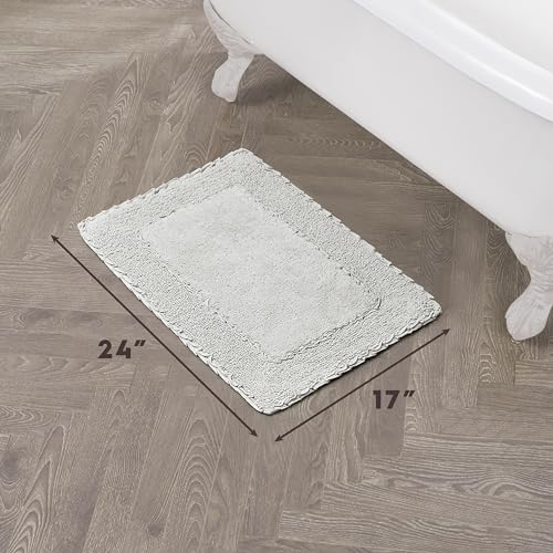 Laura Ashley Ruffle Border 100% Cotton Bath Rug, Light Grey, 17"x 24" - color: Light Grey, size: 1'5" x 2' (Rectangular)
