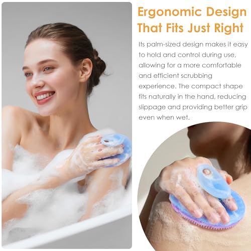 INNERNEED Magnetic Silicone Body Scrubber, Hygienic Shower Brush, Purple | Gentle Exfoliating & Deep Cleansing Body Brush for Daily Shower, Skin Vitality - color: Purple