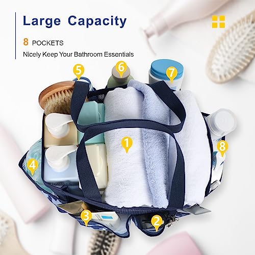 Mesh Shower Caddy Portable - 8 Pockets, S-Hook, Shower Bag for Dorm Camping | 2-Handle, Quick-Dry, Toiletry Organizer, College Dorm Room Essentials for Girls, Gym, Travel & Bathroom, Blue Camouflage - color: L, Dark Blue Camouflage, size: L (Classic Dorm