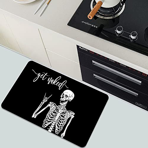 Diatomaceous Earth Bath Mat,Black Funny Skull Non-Slip Volume Super Absorbent Fast Drying for Bathroom Kitchen Door mat,Eco-Friendly Easy to Clean 16×24Inch (40 * 60cm) - color: Black Funny Skull, size: 1'4" x 2'0" (Rectangular)