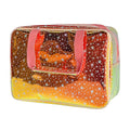Holographic Brown Clear Star Large Cosmetic Bag and TPU Travel Pouch with Handle,Durable Material,Zipper Design-Ideal for Makeup,Travel Essentials 11.81x5.12x8.27inch (Brown) - color: Red