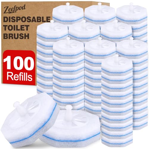 100 Count Disposable Toilet Brush,Toilet Cleaner Wand Refills Compatible with Most Toilet Brushes- No Falling Apart, Fresh Fragrance，4X Cleaning Power，Bathroom Cleaning. - size: 1 Count (Pack of 100)