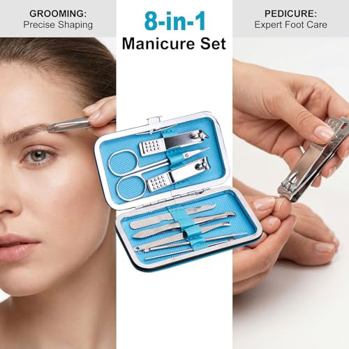 48pack Bulk Manicure Set, Nail Clippers Kit Stainless Steel Fingernail Clippers, Sturdy Nail Tip Cutter Trimmers Professional Grooming Toenail Clippers Personal Pedicure Kits Gift (8-in-1, 4 Colors)