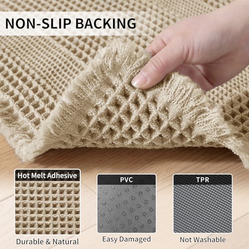 Waffle Bath Mat - Super Water Absorbing Bath Mat Quick Dry, Bathroom Rugs Non Slip Washable with Tassels, Rubber Backed Bathroom Mat for Bathroom Floor, Tub and Shower, 20" x 32", Brown - color: Brown, size: 20" x 32"