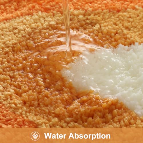 HAOCOO Large Bathroom Rugs Runner, 24x59 Inch Irregular Shape Non Slip Shower Rugs, Microfiber Absorbent Washable Shower Mat for Bathroom Floor Sink Tub Bedside - color: Orange, size: 4'11" x 2' (Irregular)